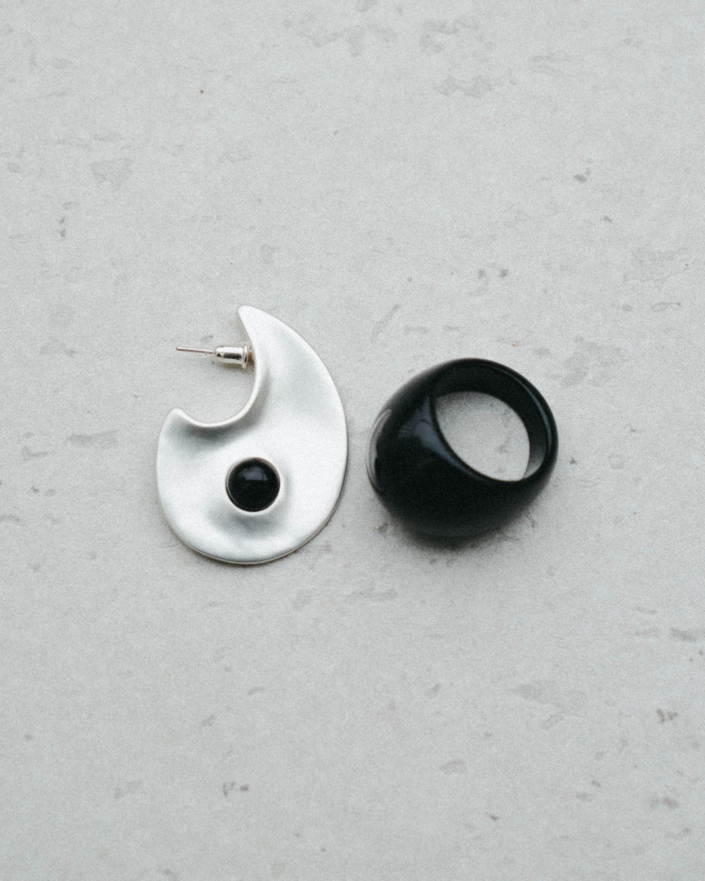 Nami Earrings + Obsidian Ring