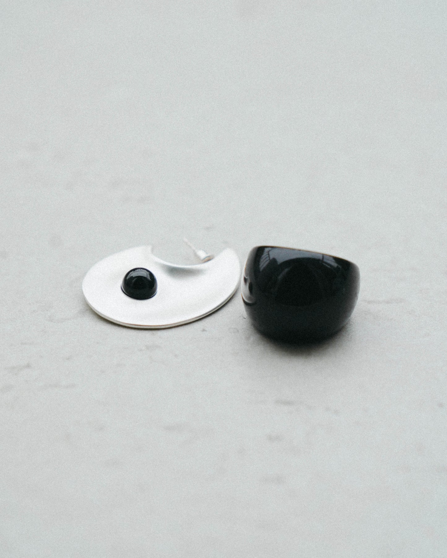 Nami Earrings + Obsidian Ring